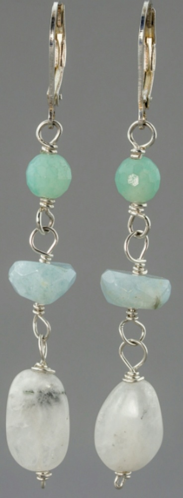 Amazonite/moonstone dangle earrings.